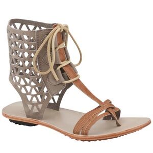 Sorel Lake boot sandals gladiator perforated leather lace up rare